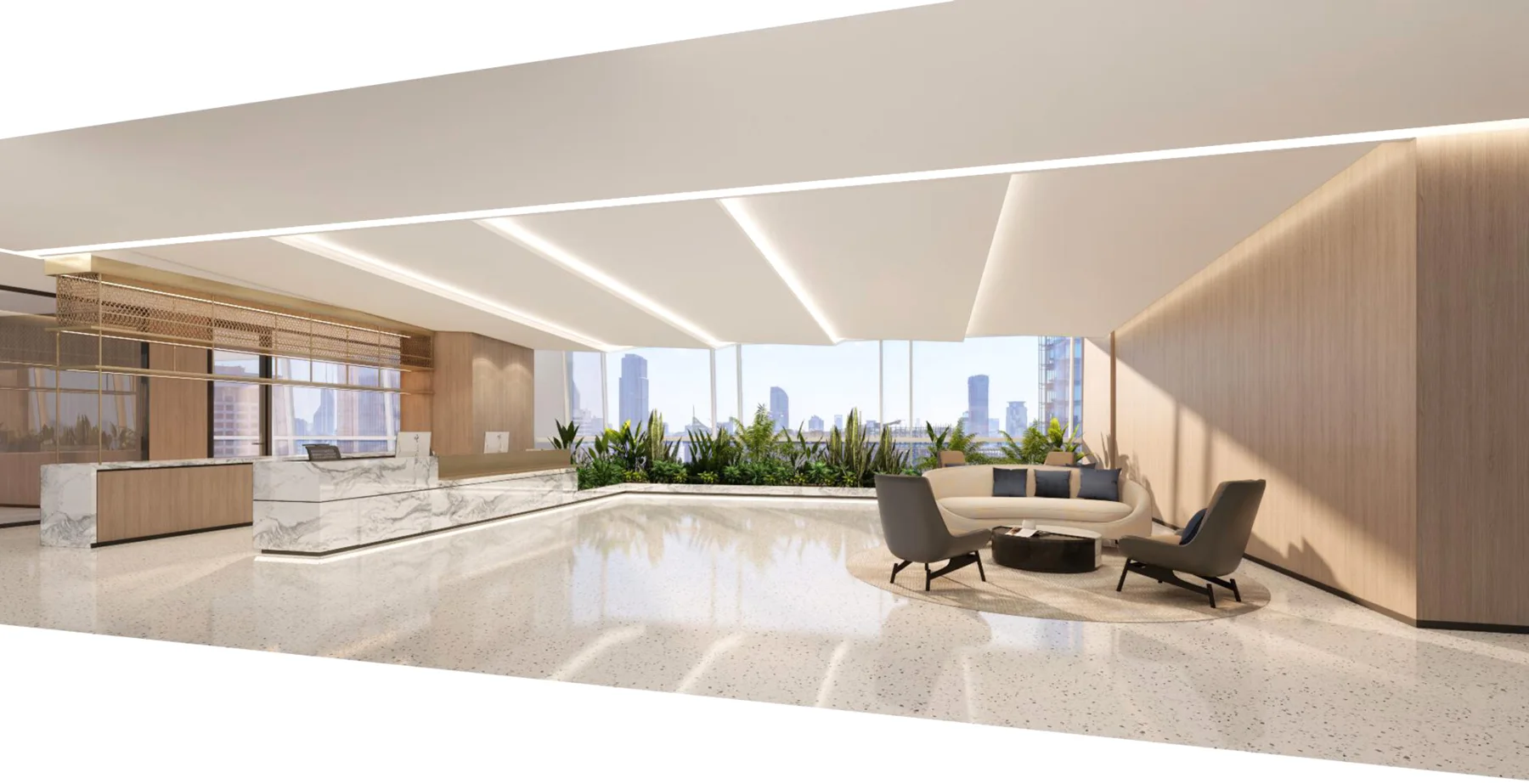 AI & Finance Tech Headquarters — Shenzhen workplace interior, view 3