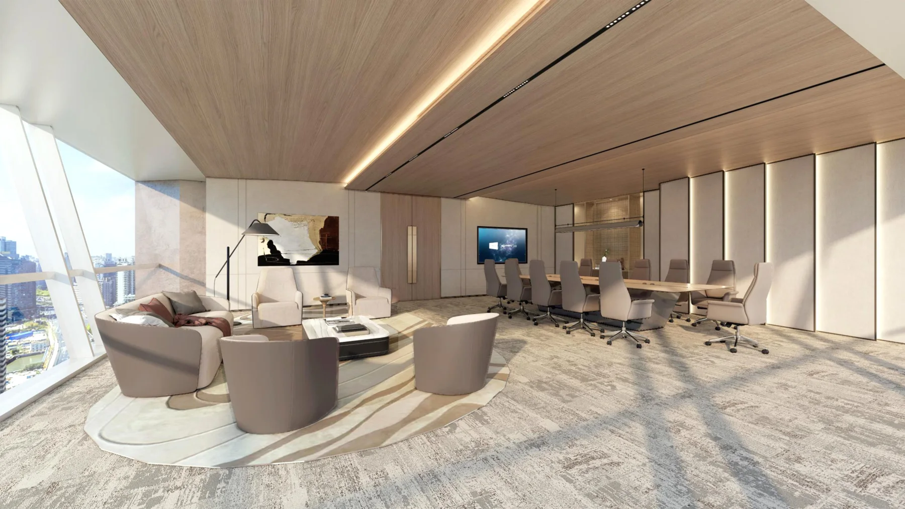 AI & Finance Tech Headquarters — Shenzhen workplace interior, view 4