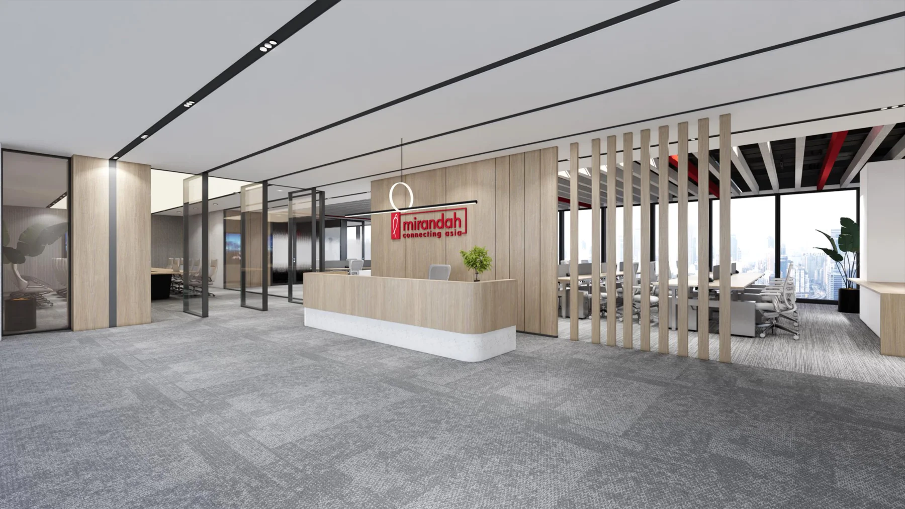 Minimalist Corporate Office — Bangkok workplace interior, view 1