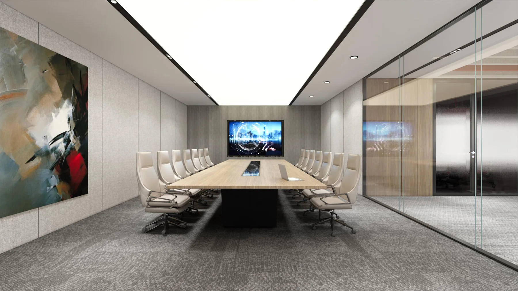 Minimalist Corporate Office — Bangkok workplace interior, view 2